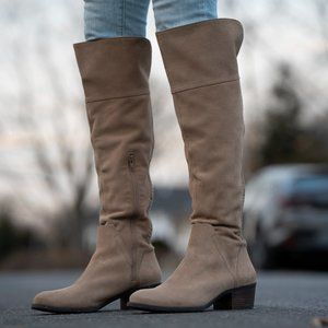 Vince Camuto Bendra Tuscan Taupe Over Knee Tall Shaft Tan Suede Boot | Size 10